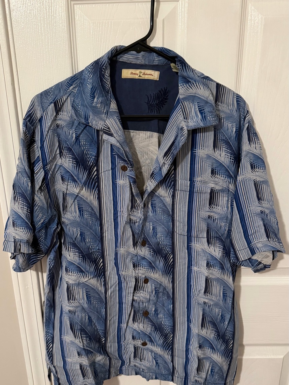 Tommy Bahama Blue & Navy Palm-Print Short-Sleeve Camp Shirt